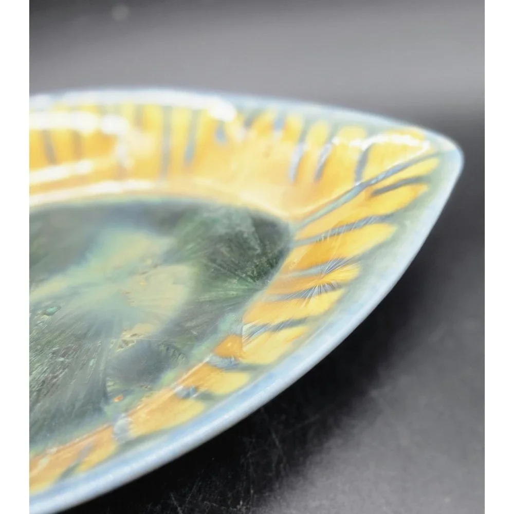 Vintage Edgecomb Pottery Crystalline Glaze Oval Drip Candy Dish 10